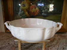Antique Haviland Limoges White Porcelain Vegetable Serving Bowl Tureen