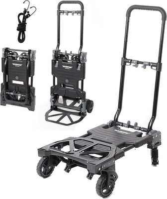 Heavy-Duty Folding Hand Truck, 330Lb Trolley with Brake for Travel & Camping
