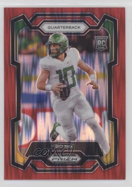 2024 Panini Prizm Draft Picks Red Flash Prizm 7/49 Bo Nix #105 Rookie RC