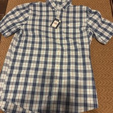 NWT Men’s Chaps Button Up Dress Shirt Pocket White Blue M