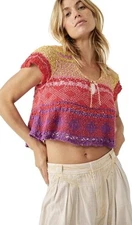 Free People  Lily sweater In Paradise Knit Boho Crop 
