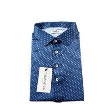 Collars Co. Blue Geometric Floral AOP Dress Collar Polo Size XL NWT