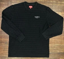 SS18 SUPREME Men’s Size Medium ROPE STRIPE L/S Black SHIRT Street Skater