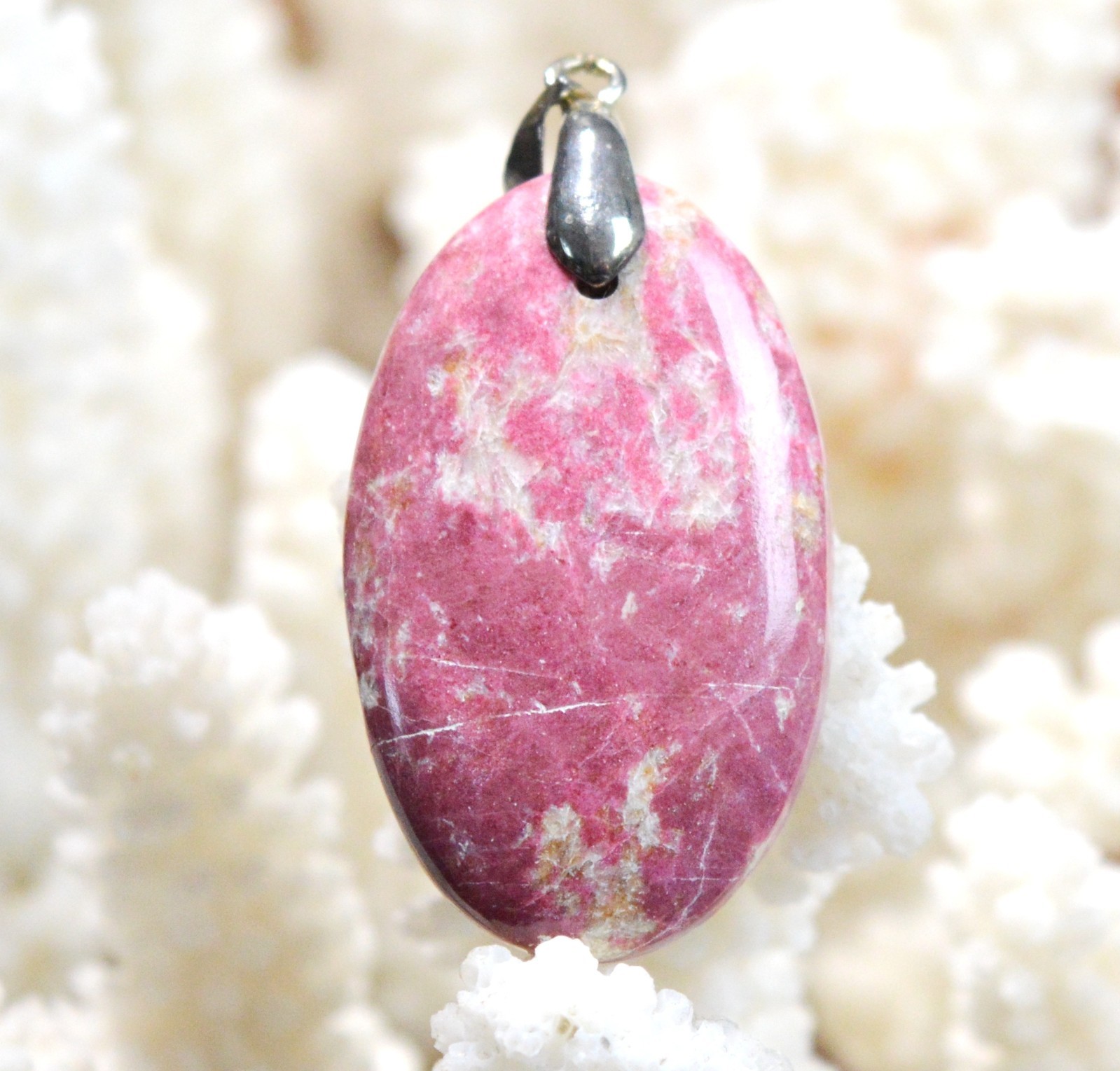 Thulite pendentif cabochon en pierre naturelle norvégienne de 51 carats FZ99
