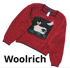 Woolrich Women Woolrich/Sheep Pattern Short Length Wool Sweater M Rare Outdoor M