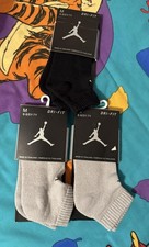 Jordan Socks Youth M 6-8 5Y-7Y Black Gray Dri-Fit Ankle Jumpman Lot 3 Pair