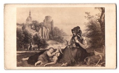 Fotografie Gustav Schauer, Berlin, Gemälde: Die Bleiche, nach Meyerheim, Mutter 