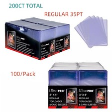 200ct Ultra Pro 3x4 Regular Toploaders For 35pt Trading Cards With Soft Sleeves