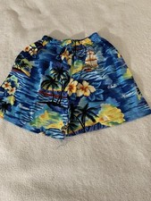 Ky  s Made In Hawaii Kids Boys Short Size 8 Swans Blue Beach Elastic Waist