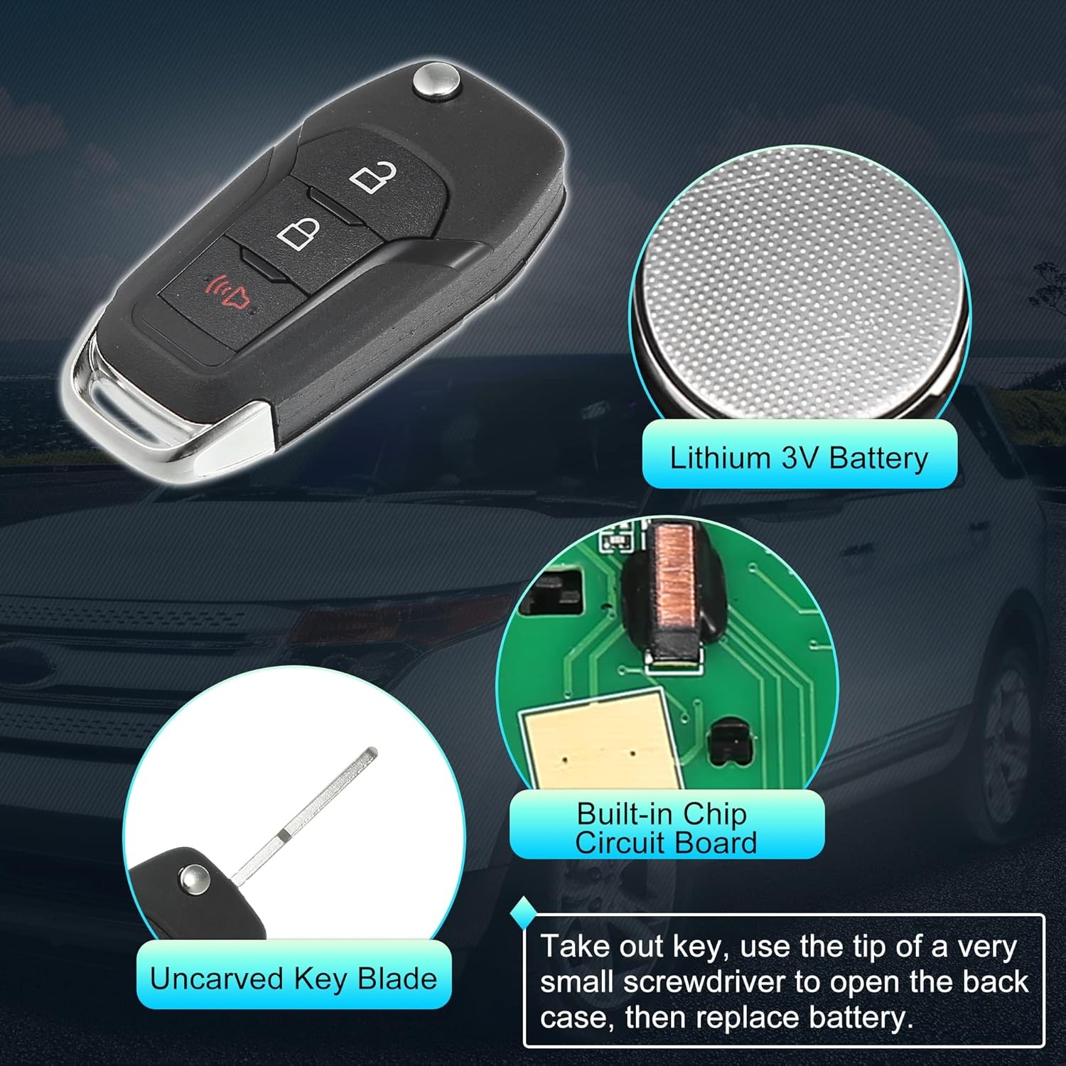 X AUTOHAUX 2pcs 315MHz N5F-A08TAA Replacement Smart Proximity Keyless Black 