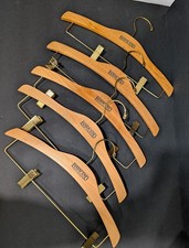 5 Vintage Hangers Land  s End Wooden And Brass Coat Clothes Pants Suit Shirt