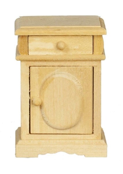 Puppenhaus Unbehandeltes Holz Nachttisch Truhe Miniatur Schlafzimmer MöBel 1:12-image