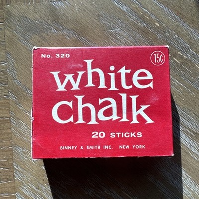 Vintage Binney & Smith White Chalk in Red Box 1950 s Retro Crayola Movie Prop