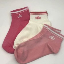 3pair Mix-Color ALO Half-Crew Throwback Ankle Socks 100 Cotton Size L