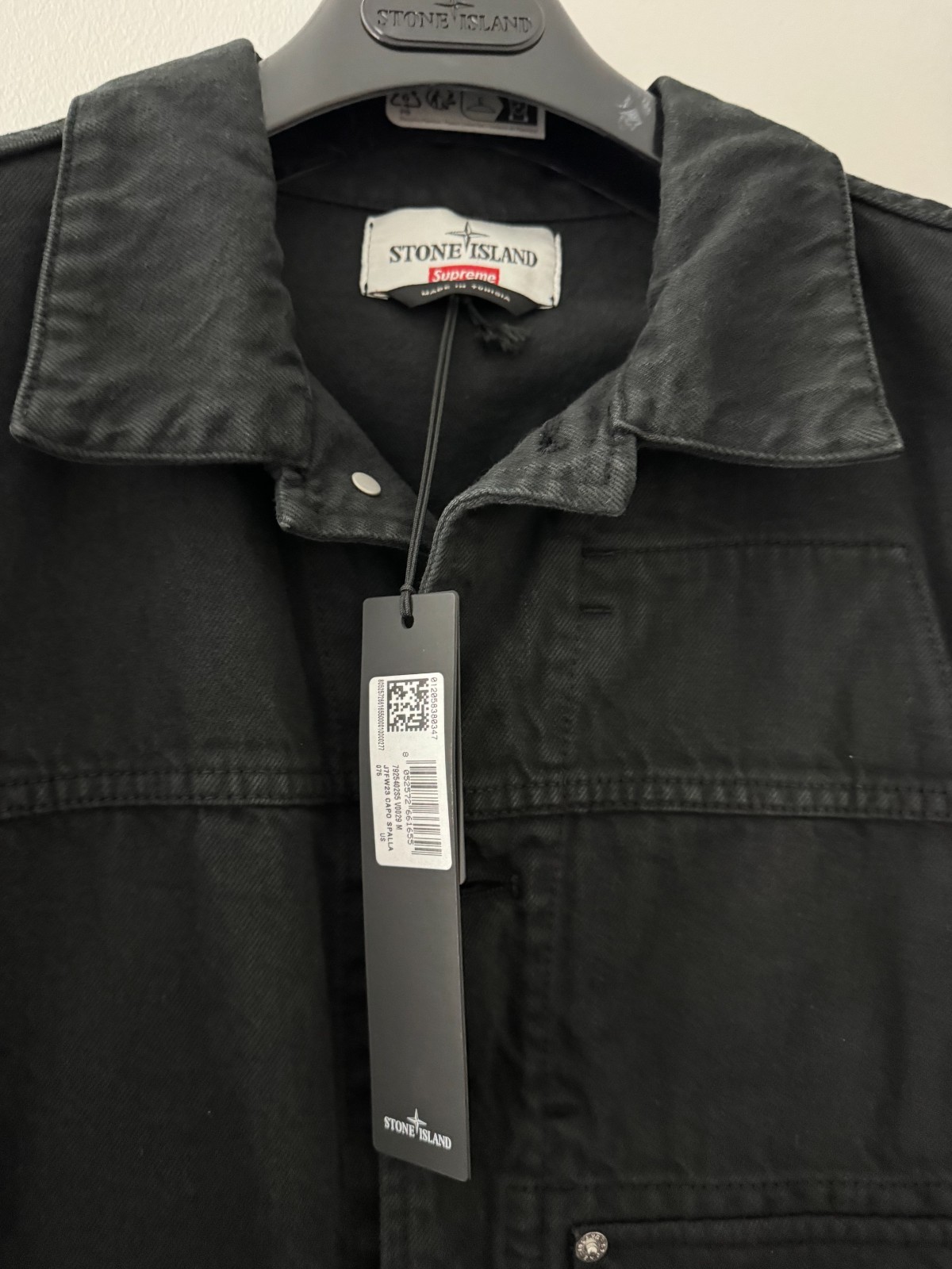 Supreme Stone Island Denim Trucker Jacket Black Medium Brand New image 6