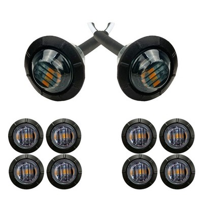 10X Amber LED Marker Smoked Side Round lights Truck Trailer 3/4'' Bullet Lamps G