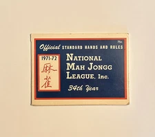 1971-72 NMJL National Mah Jongg League Official Standard Hands And Rules Card