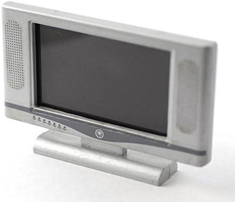 Dolls House Widescreen Television TV Modern Silver 1:12 Scale Accessory