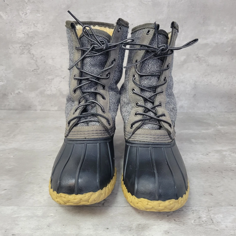 LL Bean елочка женщин серый холст стриженный мех с подкладкой середины икры утка ботинки 9 M - Изображение 2 из 4