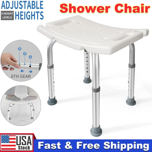 Shower Chair Medical Bath Seat Bench Bathroom Stool 300 lb 6 Height AdjustableOp