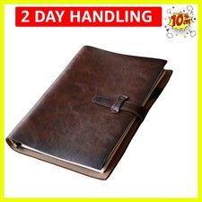 Refillable A5 Leather Binder Notebook, Reusable Leather Journal, Vintage Orga...