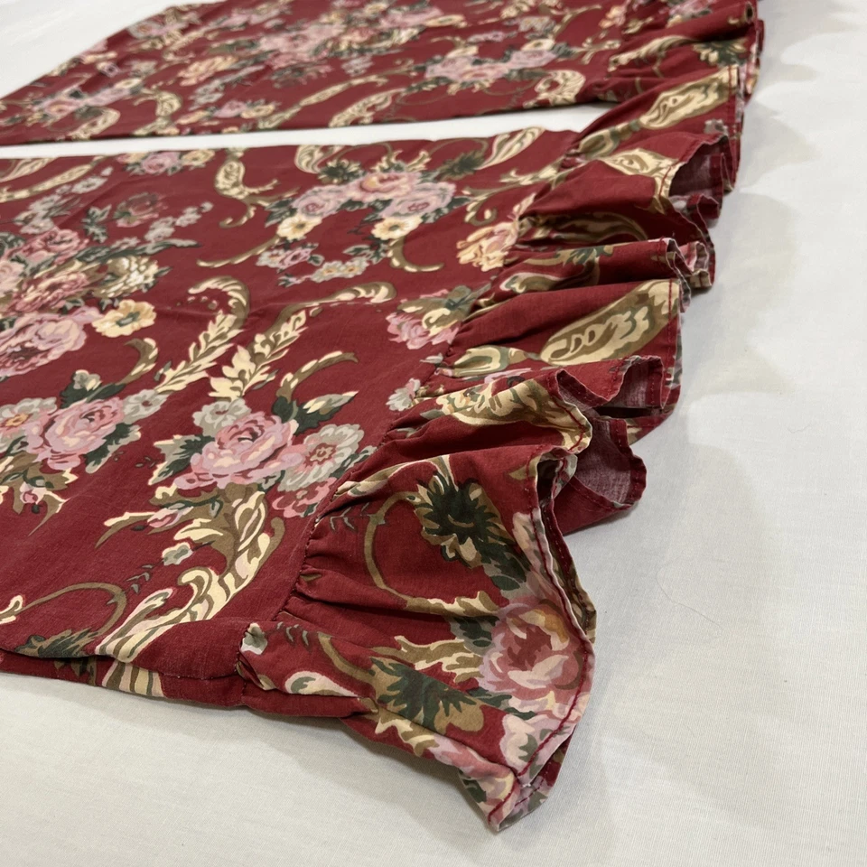 2 Vintage Ralph Lauren Pillowcases Red Florals Cotton Ruffled French Cottage - Image 3 of 4