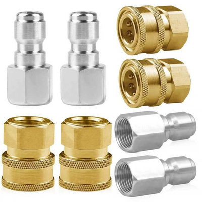#ad 8 Pack Pressure Washer Quick Connect Fittings 1 4 Inch NPT Male Female 5000PSI $35.73