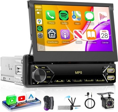 7'' Single 1 DIN Flip Out Touch Screen Car Stereo Radio Bluetooth MP5 Player USB