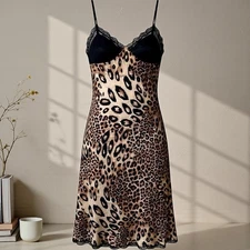 Soma | Silk Leopard Print Chemise Slip Dress Lingerie Luxe Sleepwear Size Medium