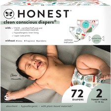72 Count The Honest Company Comfort Dry Disposable Diapers, Plant-Based, 0.40 per diaper