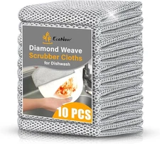 EcoNour 10-Pack Non-Scratch Wire Dishcloth | Multipurpose Thread Silver 