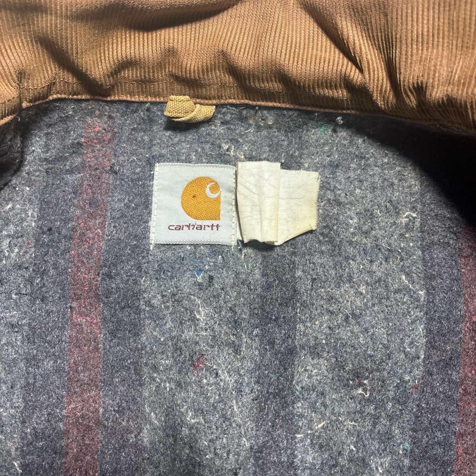 Detroit style Carhartt Beige  Work Jacket Men's Lined Zip Button Brown Collar thumbnail 7