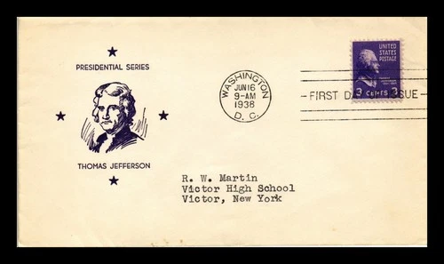 US COVER FIRST DAY OF ISSUE 3C THOMAS JEFFERSON PRESIDENTIAL SERIES