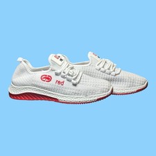 Scarpe da ginnastica Ecko Unlimited rosse stringate bianche donna taglia 9 *vedi foto*