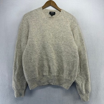APC Sweater Men's Medium Virgin Wool Solid Crewneck Knit paris Pullover Preppy