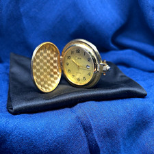 Colibri Quartz Full Hunter Pocket Watch Gold Dial Arabic Numerals Date