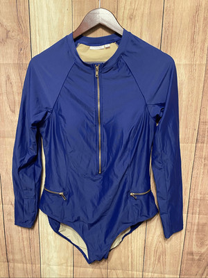 Cabana Life XL Midnight Blue Gold Zipper pockets long sleeve Swimsuit one piece