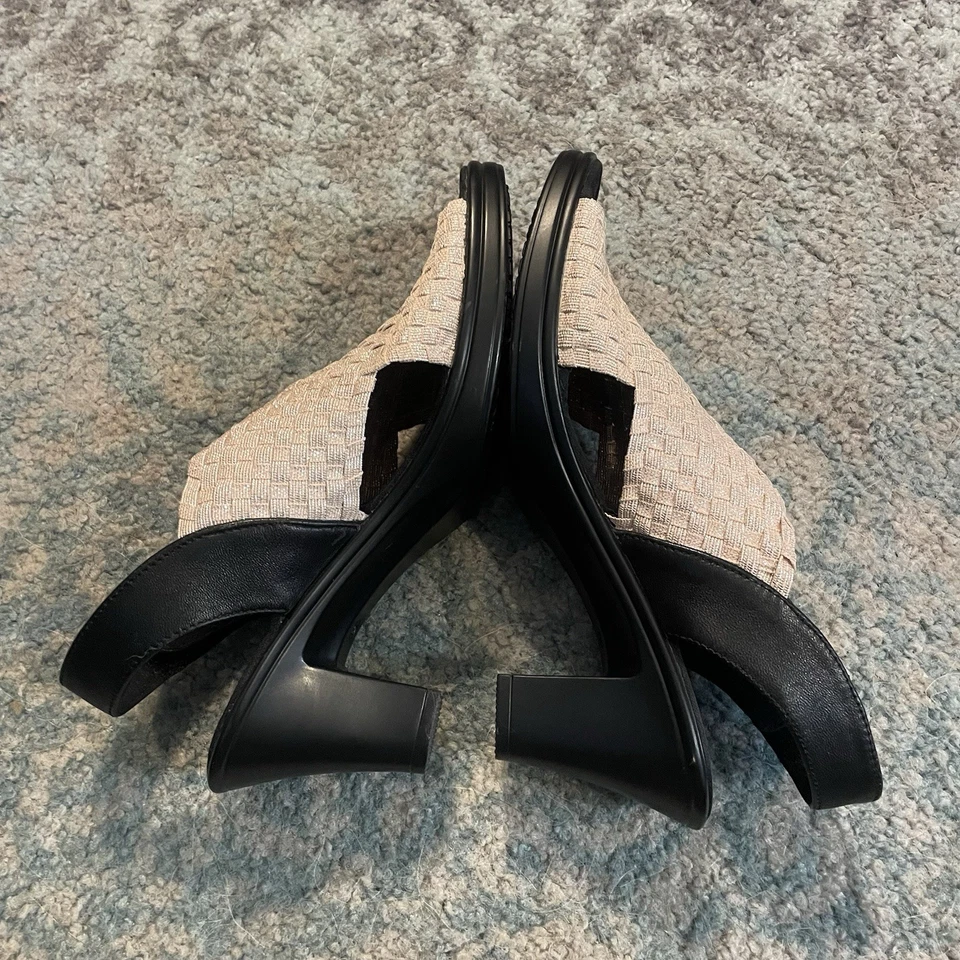 Bernie Mev. Tacones para mujer New York tejido dorado talla 9 con cierre de gancho y bucle Foto 2 de 4