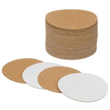50-Pack Self-Adhesive Cork Sheets, 3.5 x 3.5 Inch Round Cork Board 1mm Thick 