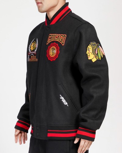 PRO STANDARD CHICAGO BLACKHAWKS CREST EMBLEM RIB WOOL VARSITY JACKET SIZE 2XL - Picture 2 of 4