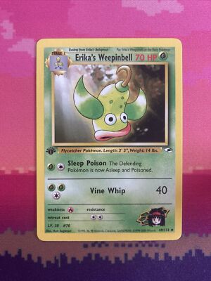 Pokemon Karte Erika's Weepinbell Gym Heroes 1. Edition Uncommon 49/132 Near Mint