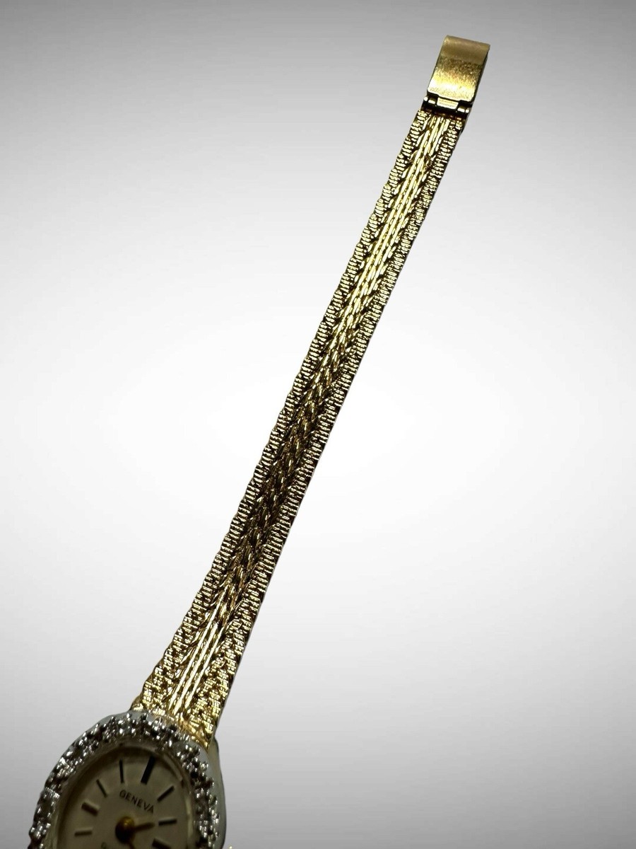 Vintage Geneva Quartz Genuine Diamond Bezel Ladies Dress  display picture 2