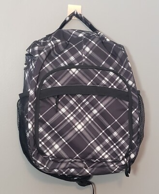 Thirty One Sling Bag Crosshatch Grey & Black Plaid Travel Hiking