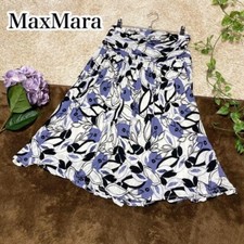 Max Mara Flared Skirt Floral Print Elastic Waist Made in Italy  so