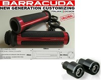 Handgriffe 120 MM EinsäTze Aluminium Rot + Gegengewichte Schwarze Glanz Puk Moto