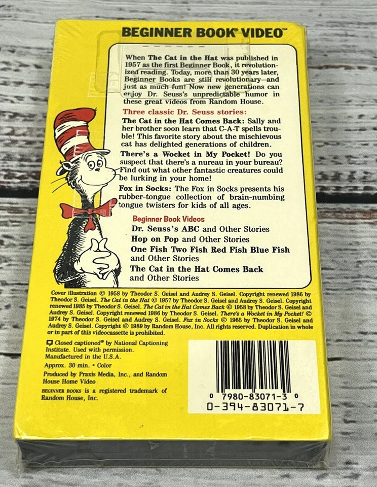 NEW THE CAT IN THE HAT COMES BACK Dr. Seuss VHS Movie - Factory Sealed - Image 2 of 4