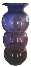 RARE Blenko 13" Vase Purple Violet 3 Layer "Bubble" w/Sticker Label