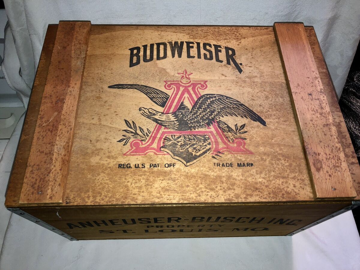 Vintage ANHEUSER BUSCH Budweiser Beer Wooden Box Crate w Vintage ANHEUSER BUSCH Budweiser Beer Wooden Box Crate w