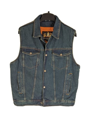 Heavy Denim Lined Motorcycle Vest | eBay
