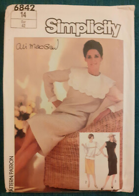 Vintage ''Ali McGraw'' Simplicity Bluse & Rock Muster, Gr. 14. 4 Styles. UNCUT